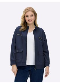 sheego Gro&szlig;e Gr&ouml;&szlig;en Shirtjacke aus reiner Baumwolle, marine, Gr&ouml;&szlig;e 38 - Damen