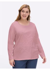 sheego Große Größen Rundhalsshirt mit Kordel-Stickerei, hortensie, Größe 50 - Damen