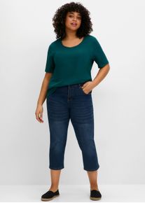 sheego Gro&szlig;e Gr&ouml;&szlig;en Rundhalsshirt leicht tailliert, aus Jersey, petrol, Gr&ouml;&szlig;e 54 - Damen