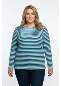 sheego Gro&szlig;e Gr&ouml;&szlig;en Langarmshirt im Ringel-Dessin, topas-marine-geringelt, Gr&ouml;&szlig;e 44 - Damen