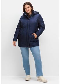 sheego Gro&szlig;e Gr&ouml;&szlig;en Longjacke mit abnehmbarer Kapuze, marine, Gr&ouml;&szlig;e 56 - Damen