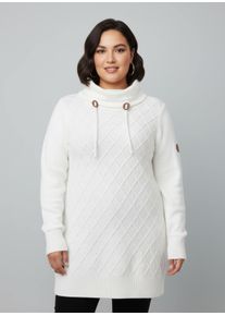 sheego Große Größen Rollkragenpullover mit Rauten-Strickmuster, ecru, Größe 52 - Damen