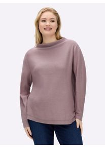 sheego Große Größen Langarm-Pullover aus reiner Baumwolle, mauve, Größe 40 - Damen