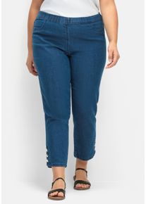 sheego Gro&szlig;e Gr&ouml;&szlig;en 7/8-Jeans mit seitlichen Zierkn&ouml;pfen, blue-stone-washed, Gr&ouml;&szlig;e 23 - Damen
