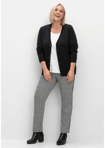 sheego Gro&szlig;e Gr&ouml;&szlig;en Strickjacke mit farblich abgestimmten Kn&ouml;pfen, schwarz, Gr&ouml;&szlig;e 48 - Damen