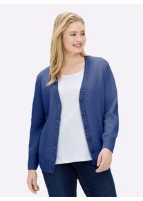 sheego Gro&szlig;e Gr&ouml;&szlig;en Strickjacke mit farblich abgestimmten Kn&ouml;pfen, royalblau, Gr&ouml;&szlig;e 46 - Damen