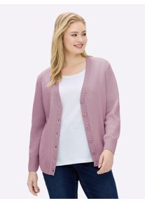 sheego Gro&szlig;e Gr&ouml;&szlig;en Strickjacke mit farblich abgestimmten Kn&ouml;pfen, altros&eacute;, Gr&ouml;&szlig;e 48 - Damen