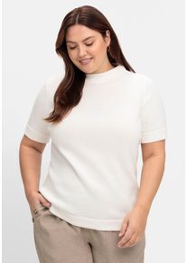 sheego Große Größen Stehkragenpullover mit Halbarm, ecru, Größe 44 - Damen