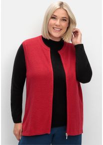 sheego Gro&szlig;e Gr&ouml;&szlig;en Strickweste mit durchgehendem Rei&szlig;verschluss, rot, Gr&ouml;&szlig;e 54 - Damen
