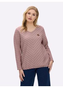 sheego Gro&szlig;e Gr&ouml;&szlig;en Langarmshirt, dunkelrot-ecru-gemustert, Gr&ouml;&szlig;e 52 - Damen
