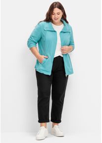 sheego Gro&szlig;e Gr&ouml;&szlig;en Fleecejacke mit 2-Wege-Rei&szlig;verschluss, aqua, Gr&ouml;&szlig;e 48 - Damen