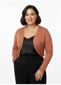 sheego Gro&szlig;e Gr&ouml;&szlig;en Bolero Feinstrick-Qualit&auml;t, verschlusslos, khaki, Gr&ouml;&szlig;e 44 - Damen