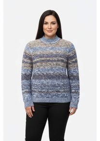 sheego Große Größen Langarm-Pullover mit Strickstruktur, jeansblau-braun-meliert, Größe 40 - Damen