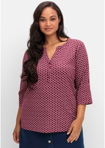 sheego Große Größen 3/4-Arm-Shirt mit krempelbaren Ärmeln, bordeaux-bedruckt, Größe 42 - Damen