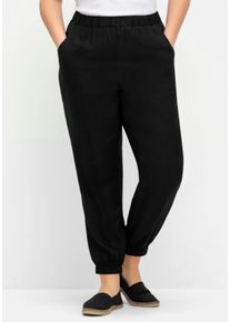 sheego Gro&szlig;e Gr&ouml;&szlig;en Haremshose mit B&uuml;ndchen am Saum, schwarz, Gr&ouml;&szlig;e 52 - Damen