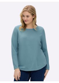 sheego Große Größen Baumwollpullover mit überlappendem Saum, aqua, Größe 48 - Damen