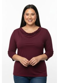 sheego Große Größen Wasserfallshirt mit 3/4-langen Ärmeln, burgund, Größe 50 - Damen