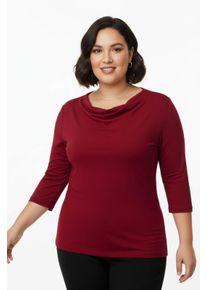 sheego Gro&szlig;e Gr&ouml;&szlig;en Wasserfallshirt mit 3/4-langen &Auml;rmeln, rot, Gr&ouml;&szlig;e 44 - Damen