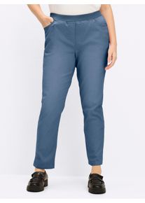 sheego Große Größen Schlupfjeans mit geripptem Strick-Dehnbund, blue-bleached, Größe 24 - Damen