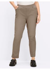 sheego Gro&szlig;e Gr&ouml;&szlig;en Schlupfjeans mit geripptem Strick-Dehnbund, sesam, Gr&ouml;&szlig;e 54 - Damen
