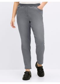sheego Gro&szlig;e Gr&ouml;&szlig;en Schlupfjeans mit geripptem Strick-Dehnbund, grey-denim, Gr&ouml;&szlig;e 245 - Damen