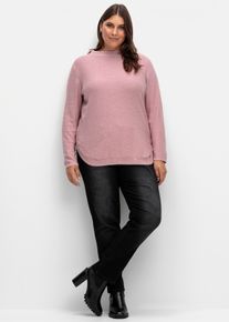 sheego Gro&szlig;e Gr&ouml;&szlig;en Schlupfjeans mit geripptem Strick-Dehnbund, black-denim, Gr&ouml;&szlig;e 25 - Damen