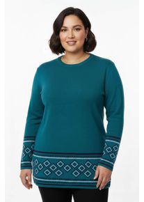 sheego Große Größen Longpullover weich wie Kaschmir, aquapetrol-marine, Größe 42 - Damen