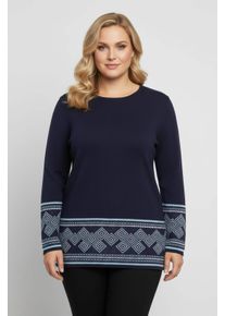 sheego Gro&szlig;e Gr&ouml;&szlig;en Longpullover weich wie Kaschmir, marine-himmelblau, Gr&ouml;&szlig;e 44 - Damen