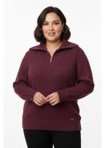 sheego Gro&szlig;e Gr&ouml;&szlig;en Troyer mit breiten Rippabschl&uuml;ssen, fuchsia, Gr&ouml;&szlig;e 44 - Damen