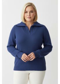 sheego Gro&szlig;e Gr&ouml;&szlig;en Troyer mit breiten Rippabschl&uuml;ssen, royalblau, Gr&ouml;&szlig;e 44 - Damen