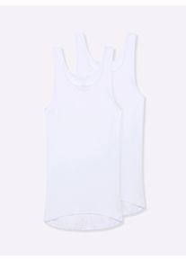 Comazo sheego Große Größen Achselhemd mit verlängertem Rückenteil, weiß, Größe 42 - Damen