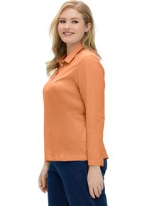 sheego Gro&szlig;e Gr&ouml;&szlig;en Langarm-Poloshirt in reiner Baumwoll-Qualit&auml;t, orange, Gr&ouml;&szlig;e 52 - Damen