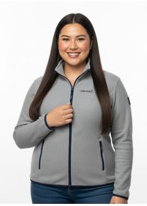 sheego Große Größen Fleecejacke mit Stickerei, grau-meliert, Größe 38 - Damen