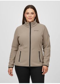 sheego Gro&szlig;e Gr&ouml;&szlig;en Fleecejacke mit Stickerei, taupe, Gr&ouml;&szlig;e 54 - Damen