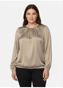 sheego Gro&szlig;e Gr&ouml;&szlig;en Satinbluse mit Raffungen, beige, Gr&ouml;&szlig;e 48 - Damen
