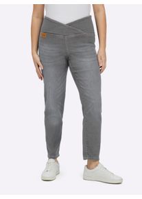 sheego Gro&szlig;e Gr&ouml;&szlig;en Stretch-Jeans mit &uuml;berlappendem Bund, light grey-denim, Gr&ouml;&szlig;e 24 - Damen