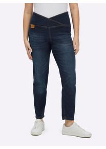 sheego Große Größen Stretch-Jeans mit überlappendem Bund, dark blue, Größe 40 - Damen