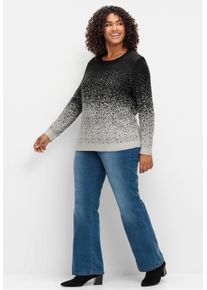 sheego Gro&szlig;e Gr&ouml;&szlig;en Jacquardpullover aus Jacquard-Strick, schwarz-gemustert, Gr&ouml;&szlig;e 54 - Damen