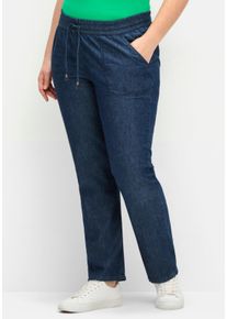 sheego Gro&szlig;e Gr&ouml;&szlig;en Schlupfjeans mit gesmoktem Bund, blue-stone-washed, Gr&ouml;&szlig;e 50 - Damen