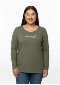sheego Gro&szlig;e Gr&ouml;&szlig;en Langarmshirt, khaki, Gr&ouml;&szlig;e 46 - Damen