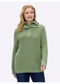 sheego Gro&szlig;e Gr&ouml;&szlig;en Strickpullover mit Troyerkragen, eucalyptus, Gr&ouml;&szlig;e 48 - Damen