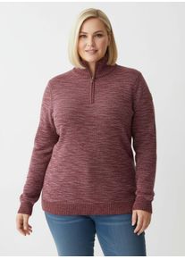 sheego Gro&szlig;e Gr&ouml;&szlig;en Troyer mit gerippten Abschl&uuml;ssen, bordeaux-meliert, Gr&ouml;&szlig;e 48 - Damen