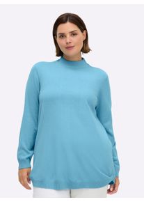 sheego Gro&szlig;e Gr&ouml;&szlig;en Pullover mit abgerundetem Saum, aqua, Gr&ouml;&szlig;e 46 - Damen