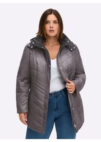 sheego Große Größen Steppjacke mit Kontrastfutter, taupe-schwarz, Größe 48 - Damen