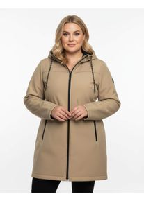 sheego Gro&szlig;e Gr&ouml;&szlig;en Softshelljacke mit reflektierenden Streifen, camel, Gr&ouml;&szlig;e 54 - Damen