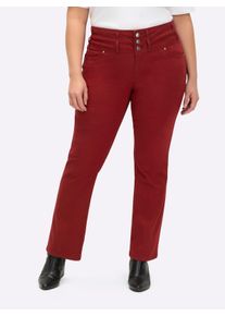 sheego Große Größen 5-Pocket-Jeans mit dezent ausgestelltem Bein, dunkelrot, Größe 25 - Damen