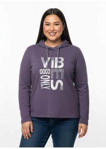 sheego Gro&szlig;e Gr&ouml;&szlig;en Langarmshirt mit silberfarbigem Print, feige, Gr&ouml;&szlig;e 46 - Damen