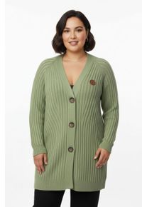 sheego Gro&szlig;e Gr&ouml;&szlig;en Longstrickjacke in Ripp-Optik, eucalyptus, Gr&ouml;&szlig;e 50 - Damen