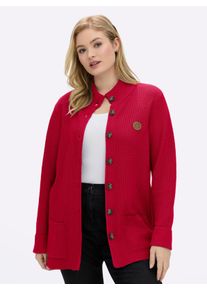 sheego Gro&szlig;e Gr&ouml;&szlig;en Longstrickjacke mit Stehkragen, rot, Gr&ouml;&szlig;e 48 - Damen