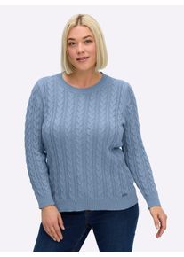 sheego Gro&szlig;e Gr&ouml;&szlig;en Strickpullover mit Zopfmuster, taubenblau, Gr&ouml;&szlig;e 44 - Damen